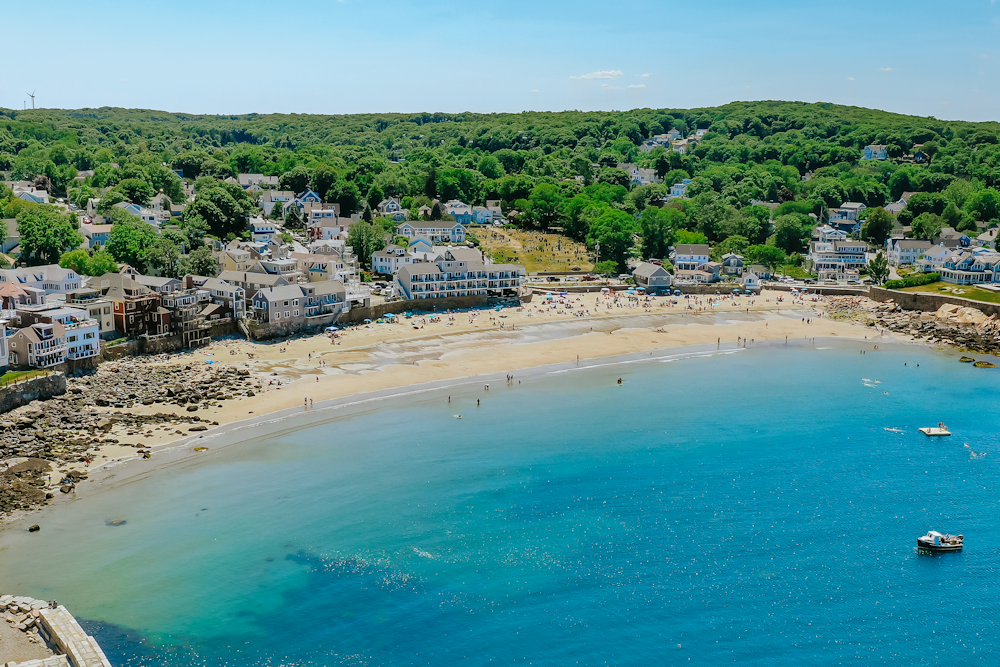 Aerial of Front Beach Rockport MA